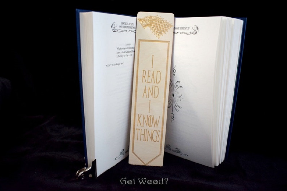 I Read and I Know Things Wooden Bookmark