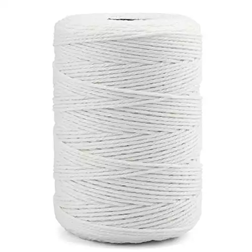 jijAcraft White String, 656 Feet Cotton Twine String, 2mm 12-ply Butchers Cooking Kitchen Twine String, Craft String Bakers Twine for Tying Meat,Making Sausage,Macrame,Gardening,Gift Wrapping