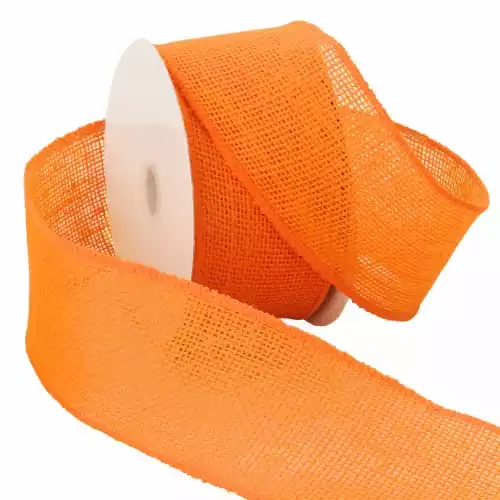 Morex Ribbon 1252.60/10-620 Burlap 2.5" X 10 YD Jute Wired Ribbon, Orange, Arts & Crafts Burlap Roll for Wedding Decor and Easter Decorations, Rustic Christmas Decorations Indoor Home Decor