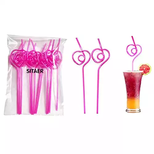 12 PCS Heart-Shaped Party Straws Drinking Sipping Straws, Novelty Props for Wedding Birthday Party…