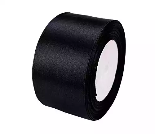 ATRBB 25 Yards 2 inches Wide Satin Ribbon Perfect for Wedding,Handmade Bows and Gift Wrapping (Black)