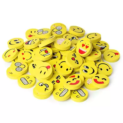 Mr. Pen- Erasers, Pack of 64, Smiley Eraser, Pencil Erasers, Erasers for Kids, School Supplies, Mini Eraser Pencil for Students, Fun Eraser, Cute Erasers, Eraser for School, Prizes for Kids Classroom