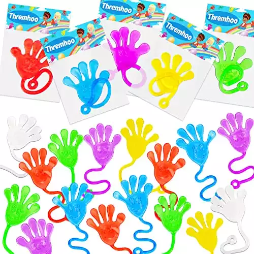 40 Pcs Sticky Hands for Kids Valentine Exchange Gift Goodie Bag Stuffer Stretchy Treasure Box Toy Classroom Prize Student Mini Toys Bulk Pinata Fillers Gift Bag Slap Hand Pinata Party Favor Supplies